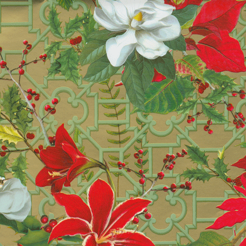 Christmas Garden Gold Gift Wrap