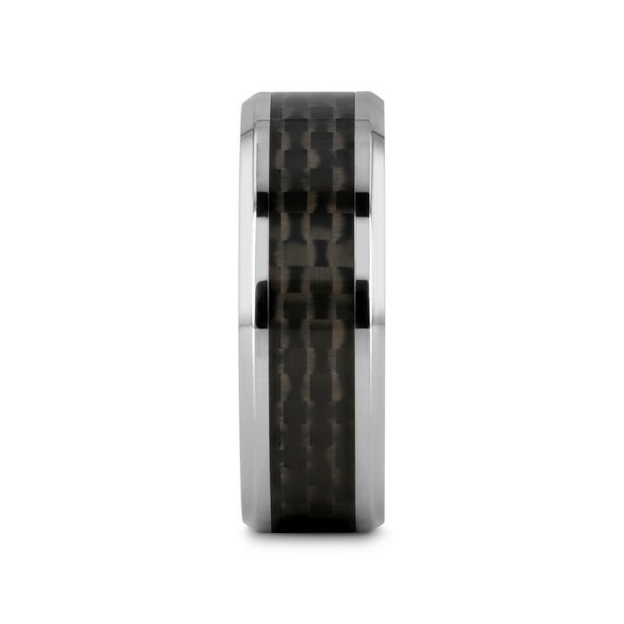 COLOSSEUM Black Carbon Fiber Inlay Titanium Wedding Band - 8mm