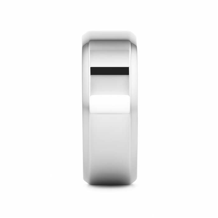 CORONAL Men’s Polished Finish Beveled Edges Titanium Wedding Ring with Raised Center - 6mm & 8mm