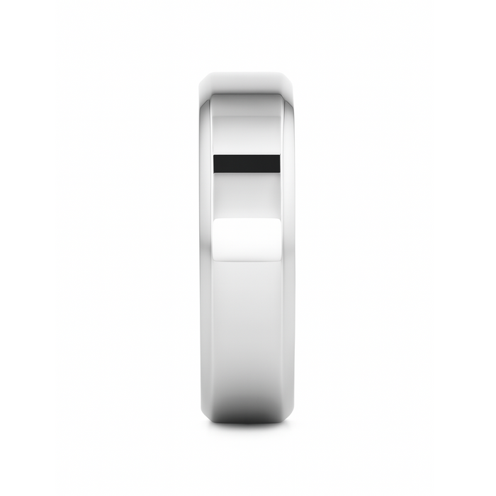 CORONAL Men’s Polished Finish Beveled Edges Titanium Wedding Ring with Raised Center - 6mm & 8mm