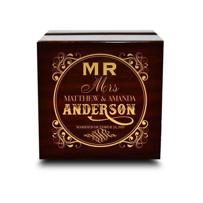 Custom Engraved Chocolate Dark Wooden Wedding Ring Box