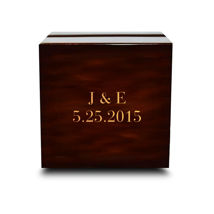 Custom Engraved Chocolate Dark Wooden Wedding Ring Box