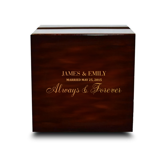 Custom Engraved Chocolate Dark Wooden Wedding Ring Box