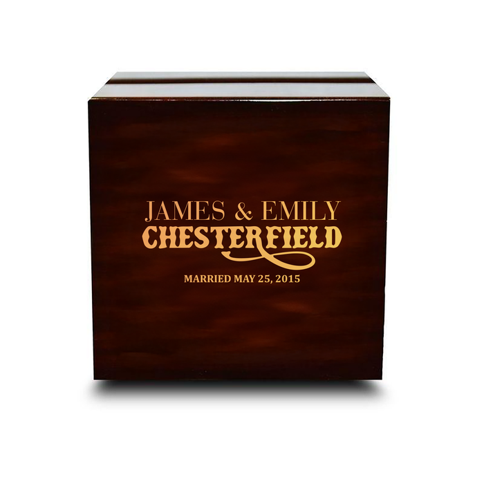 Custom Engraved Chocolate Dark Wooden Wedding Ring Box