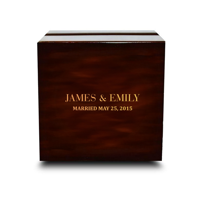 Custom Engraved Chocolate Dark Wooden Wedding Ring Box