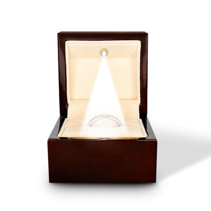 Custom Engraved Light up Engraved Chocolate Dark Wood Personalized Wooden Wedding Ring Box