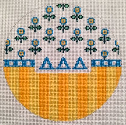 Delta Delta Delta Stripes & Flower Round