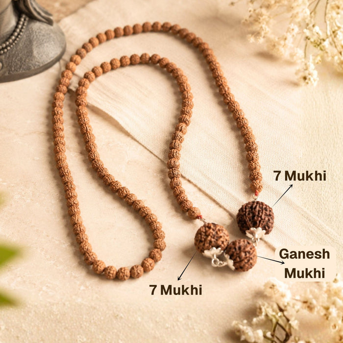 Dhan Sampatti Kawach Mala with 6 & 7 Rudraksha