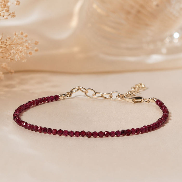 Diamond Cut Garnet Anklet