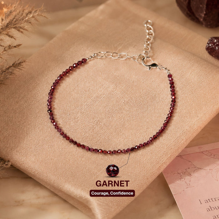 Diamond Cut Garnet Anklet