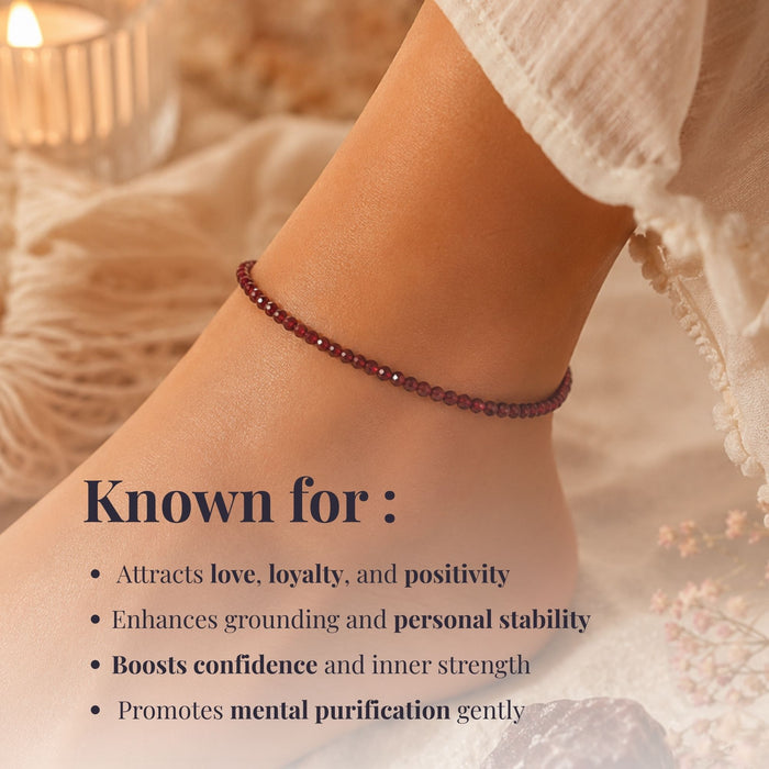 Diamond Cut Garnet Anklet