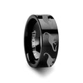 Dinosaur Brachiosaurus Ring Prehistoric Paleo Engraved Flat Black Tungsten Ring - 4mm - 12mm