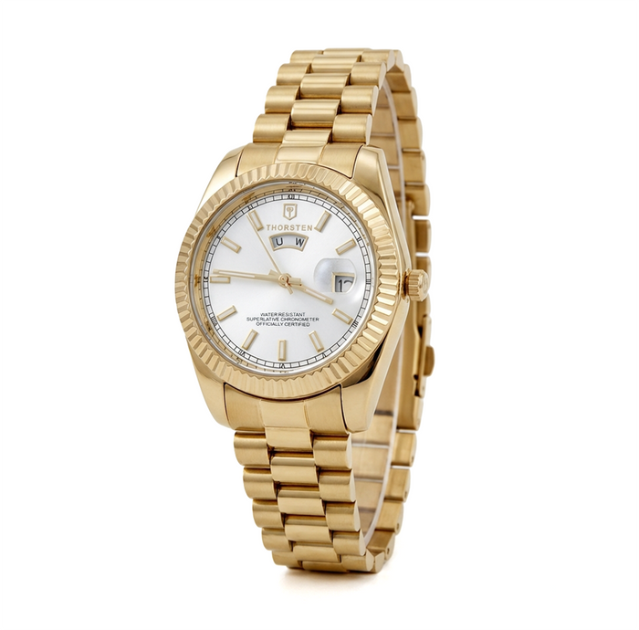 DUCTUS Silver Dial with Gold Band Watch