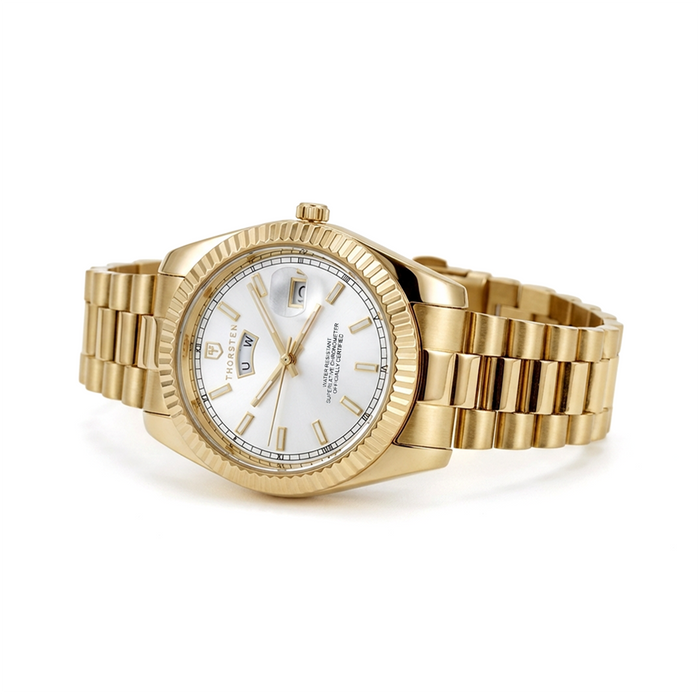 DUCTUS Silver Dial with Gold Band Watch