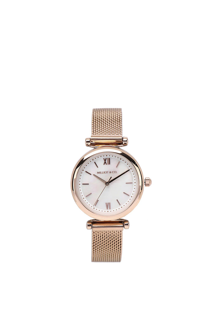 Endora Rose Gold Mesh Strap Watch (Salmon)