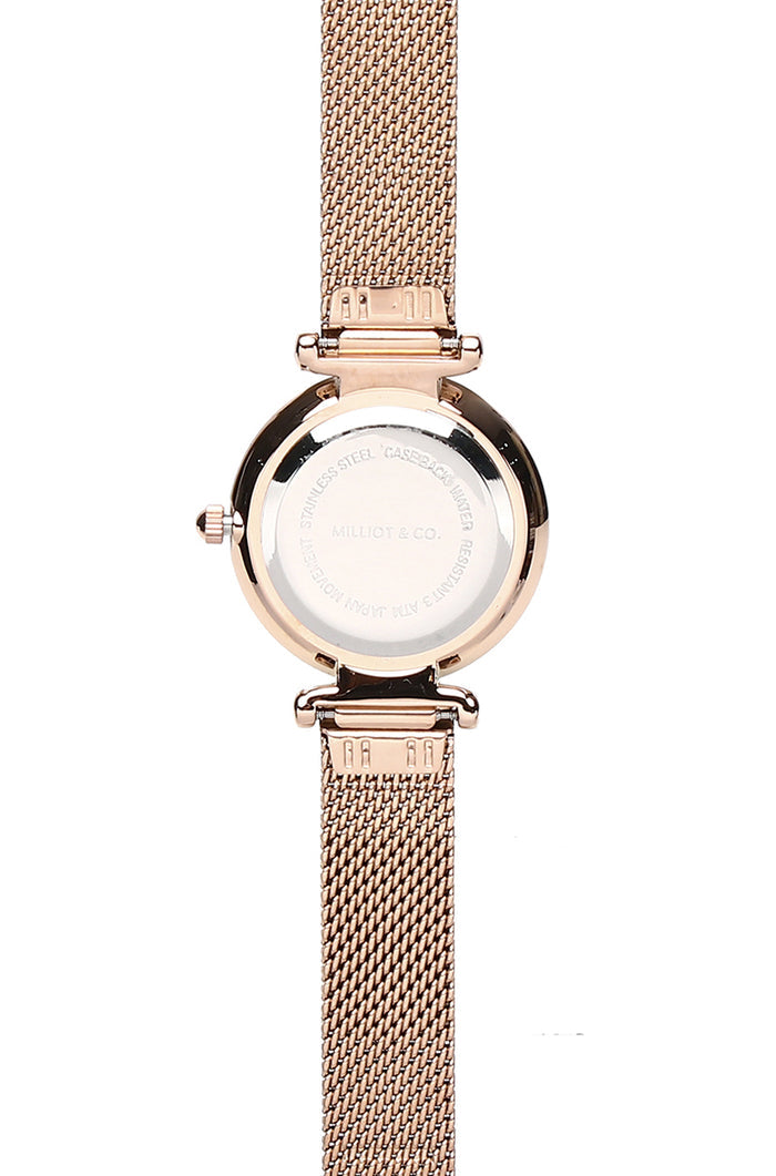 Endora Rose Gold Mesh Strap Watch (Salmon)