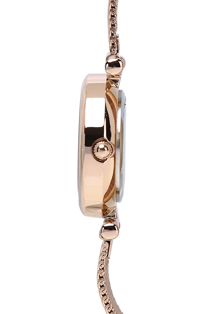 Endora Rose Gold Mesh Strap Watch (Salmon)