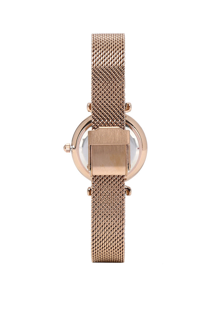 Endora Rose Gold Mesh Strap Watch (Salmon)