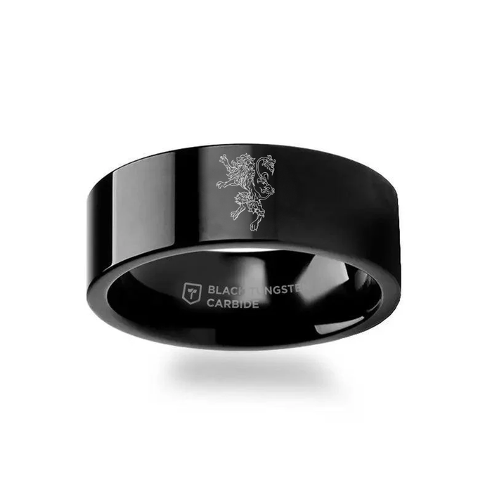 Game of Thrones Noble Houses Sigil Engraving Black Tungsten Ring Lannister - 2mm - 12mm