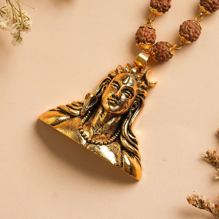 Gold Plated Adiyogi Rudraksha Mala