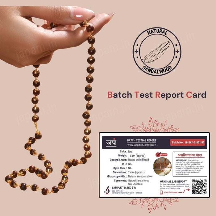 Gold Plated Authentic Red Sandalwood Mala