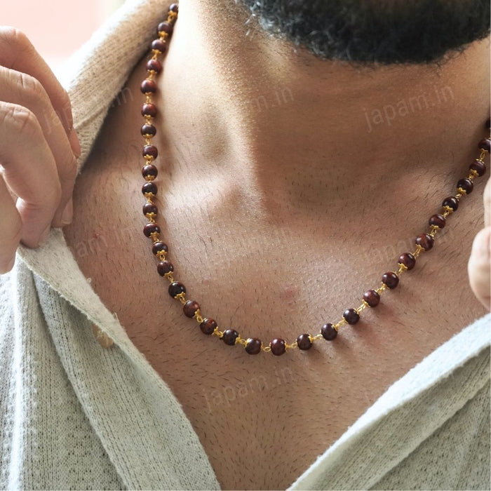 Gold Plated Authentic Red Sandalwood Mala