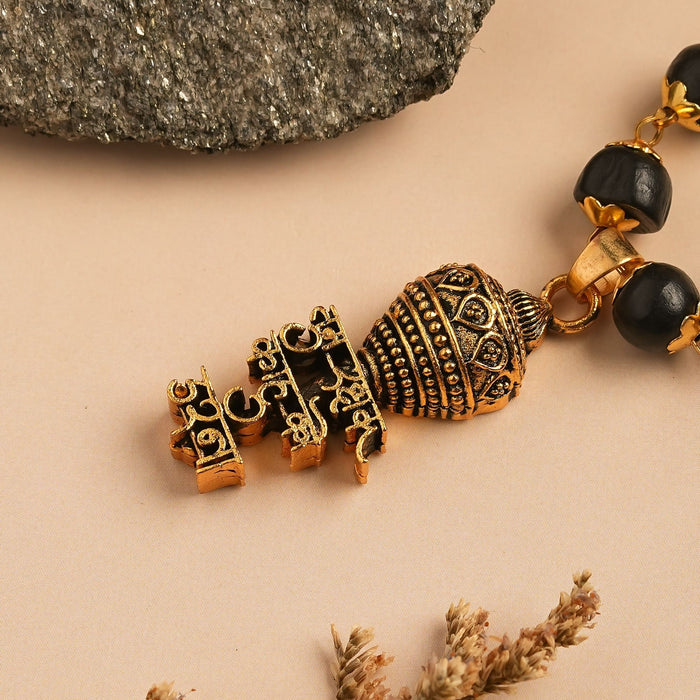 Gold Plated Hanuman Gada Karungali Mala