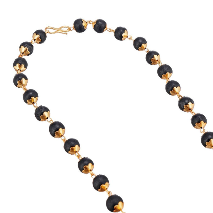 Gold Plated Karungali Necklace with Murugan Pendant