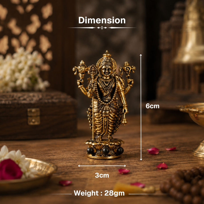Gold Plated Lord Vishnu Idol for Car Dashboard