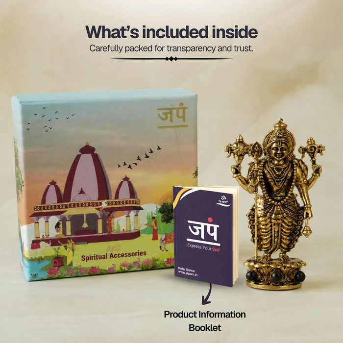 Gold Plated Lord Vishnu Idol for Car Dashboard