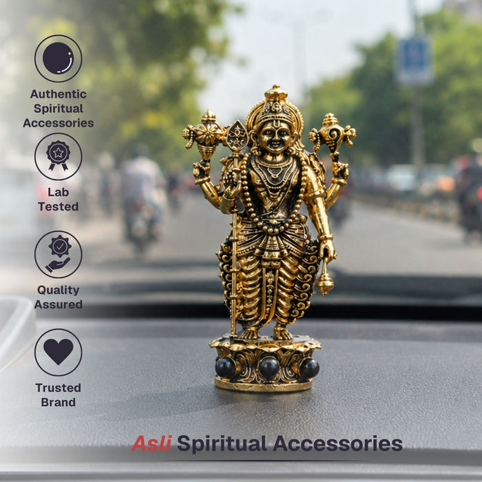 Gold Plated Lord Vishnu Idol for Car Dashboard