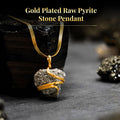 Gold Plated Raw Pyrite Stone Pendant