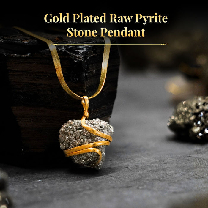 Gold Plated Raw Pyrite Stone Pendant