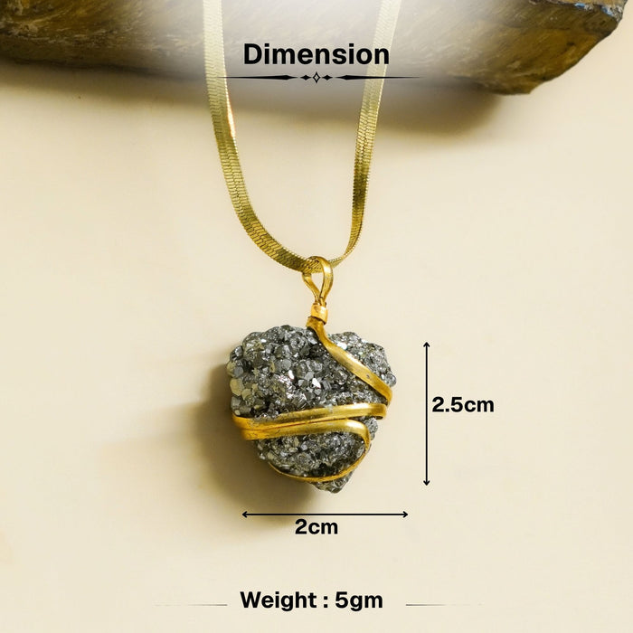 Gold Plated Raw Pyrite Stone Pendant