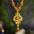 Gold Plated Rudraksha Om Trishool Necklace