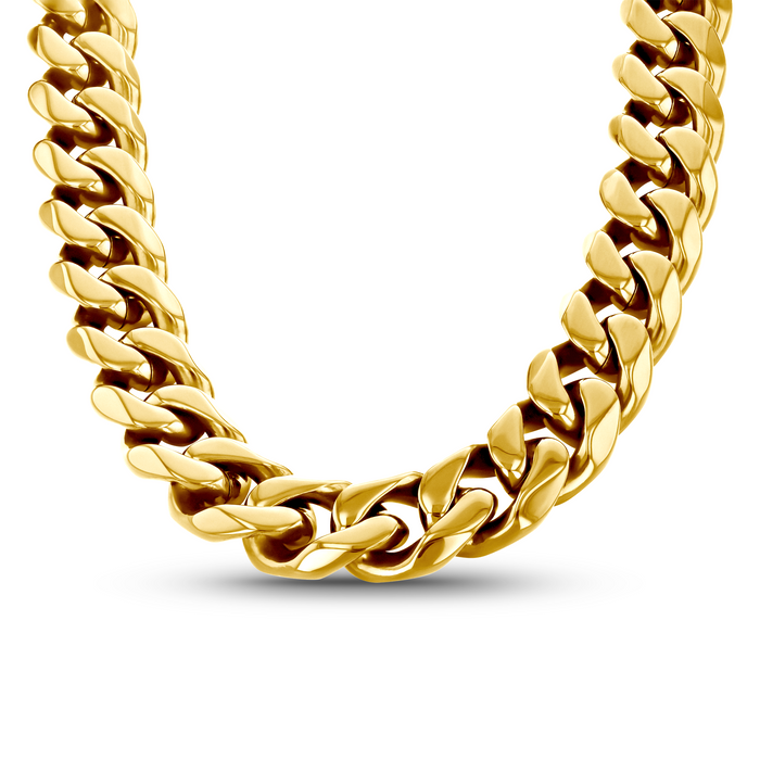 Gold Stainless Steel 14mm Cuban Chain - 22 Inch