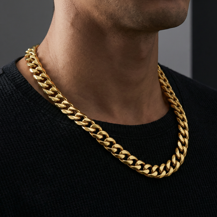 Gold Stainless Steel 14mm Cuban Chain - 22 Inch