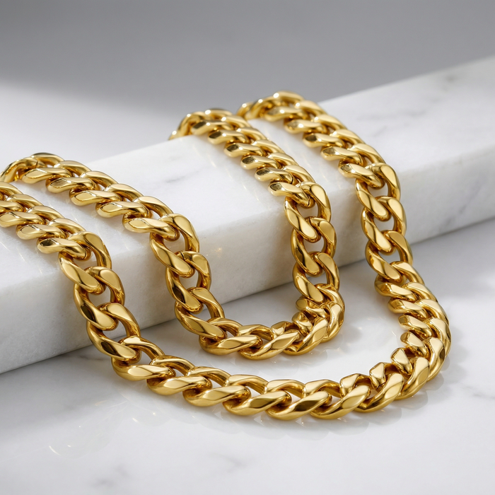 Gold Stainless Steel 14mm Cuban Chain - 22 Inch