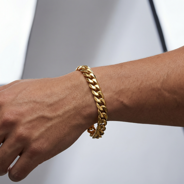 Gold Stainless Steel 14mm Cuban Chain - 9 Inch