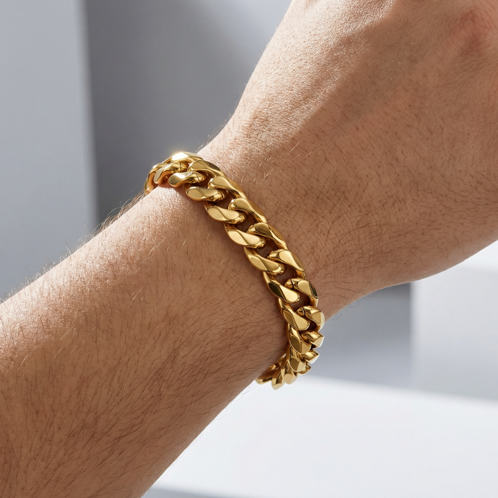 Gold Stainless Steel 14mm Cuban Chain - 9 Inch