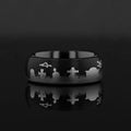 Graveyard Halloween Engraved Domed Black Tungsten Ring Brushed (Raider) - 4mm - 12mm
