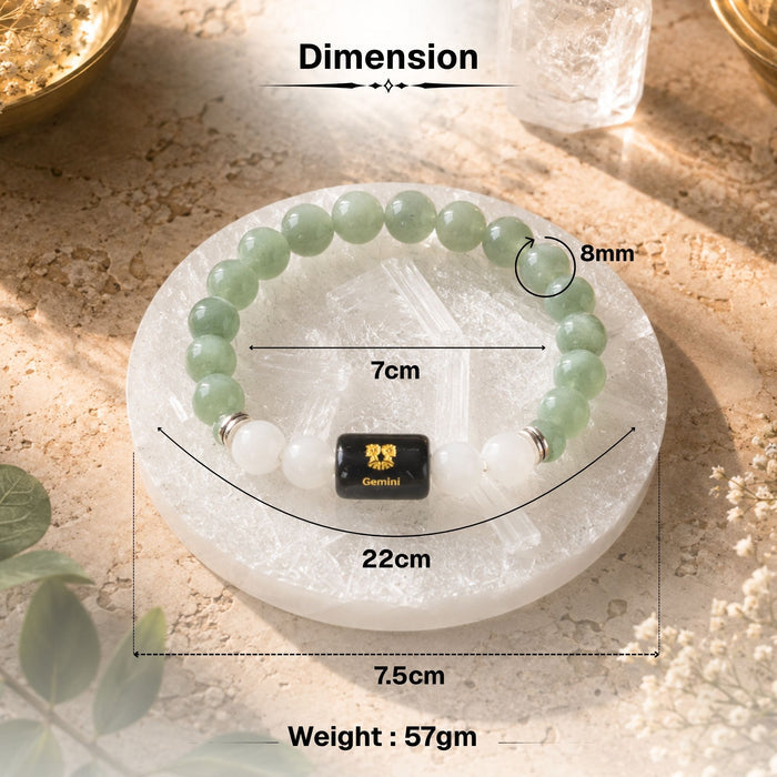 Green Aventurine & Milky Quartz Zodiac Band for Gemini (मिथुन राशि)