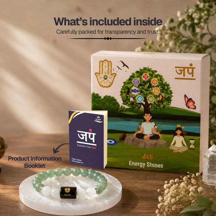 Green Aventurine & Milky Quartz Zodiac Band for Gemini (मिथुन राशि)