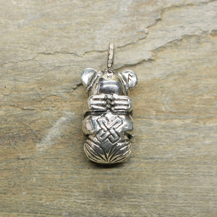 Silver Gripping Bear Pendant Replica from Norway on Rock - Back