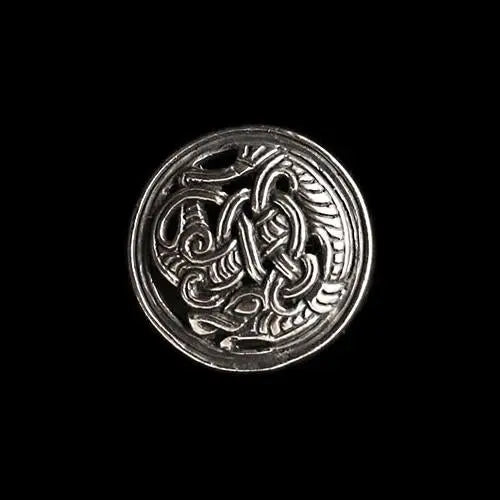 Gripping Beast Disc Brooch - Silver - Viking Brooches
