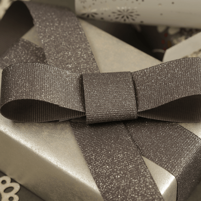 Gunmetal Sparkle Grosgrain Ribbon