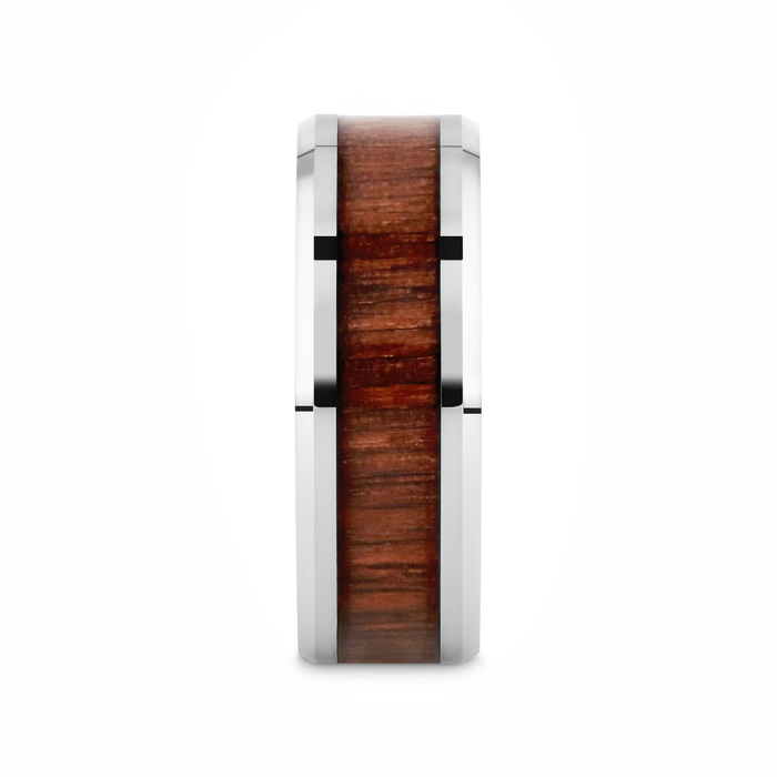 HALIFAX Tungsten Wedding Band with Bevels and Black Walnut Wood Inlay - 4mm - 12mm