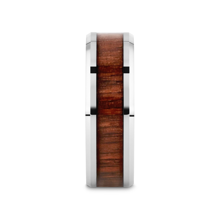 HALIFAX Tungsten Wedding Band with Bevels and Black Walnut Wood Inlay - 4mm - 12mm
