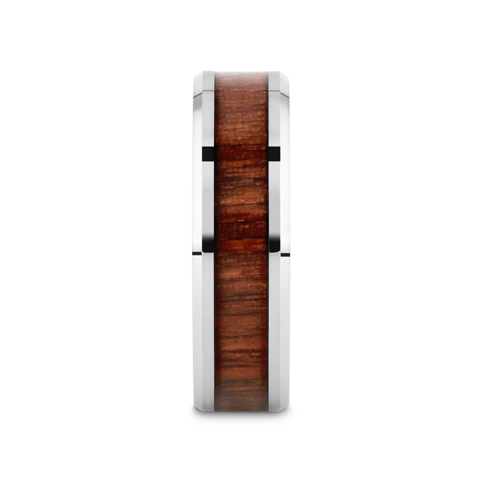 HALIFAX Tungsten Wedding Band with Bevels and Black Walnut Wood Inlay - 4mm - 12mm