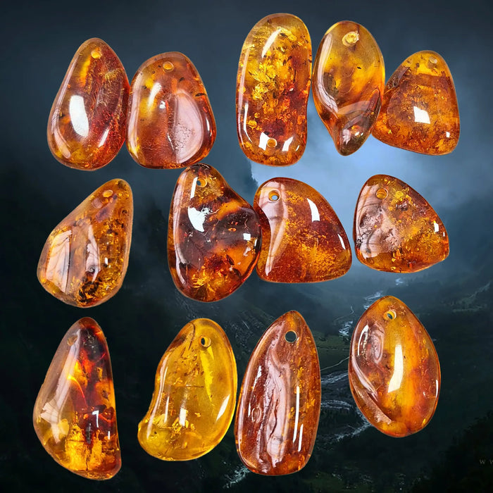 Hand-Cut &amp; Polished Amber Viking Amulet Pendant - Large Size - May 26 Stock Examples